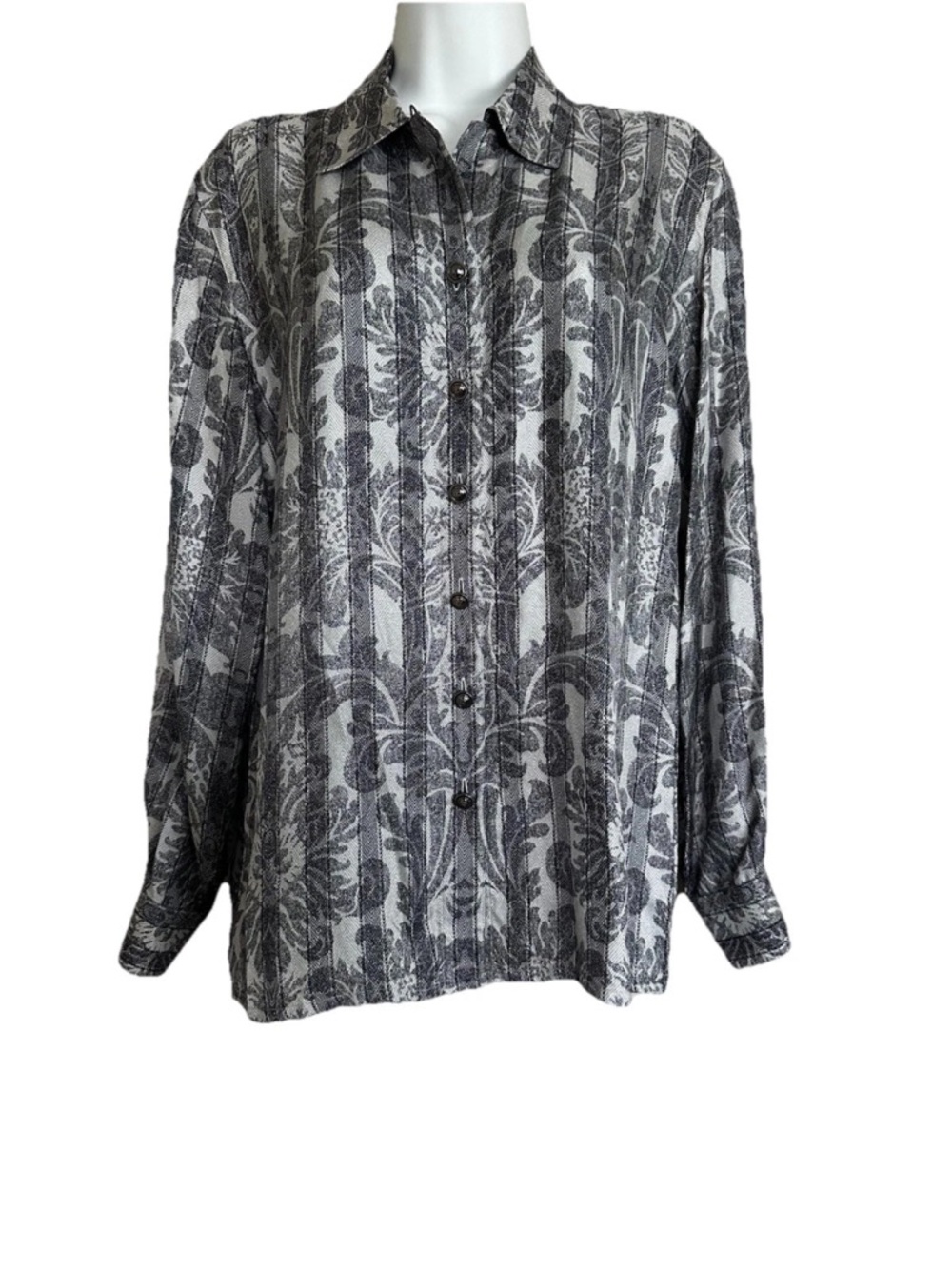Escada Margaretha Ley Women’s Silk Blouse Paisley Print Button Front Sz 38 US-M